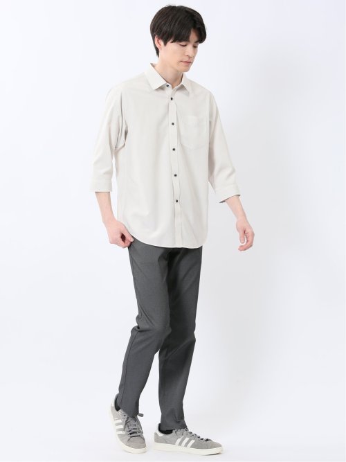 TechLinen レギュラーカラー 7分袖シャツ