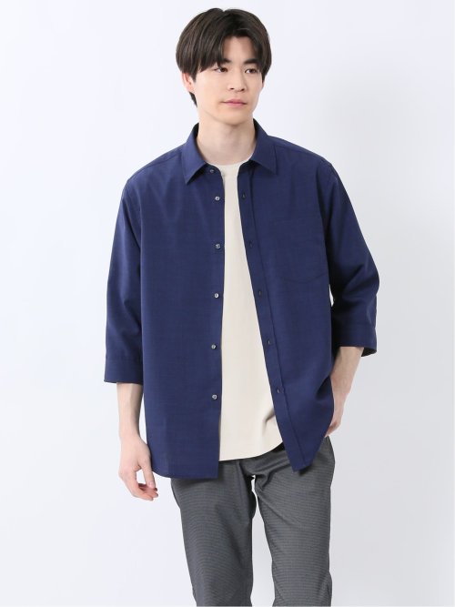 TechLinen レギュラーカラー 7分袖シャツ