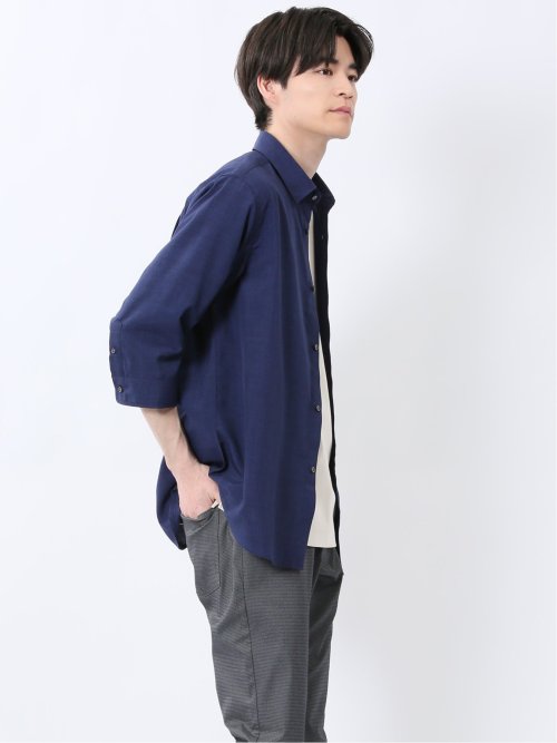 TechLinen レギュラーカラー 7分袖シャツ