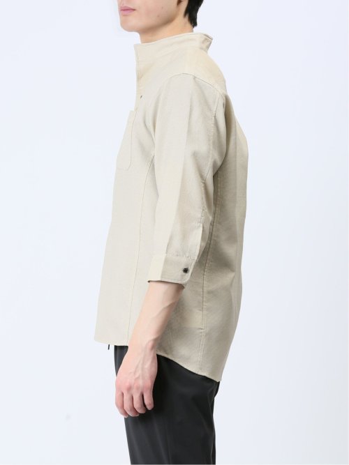 TechLinen スタンドカラー 7分袖シャツ
