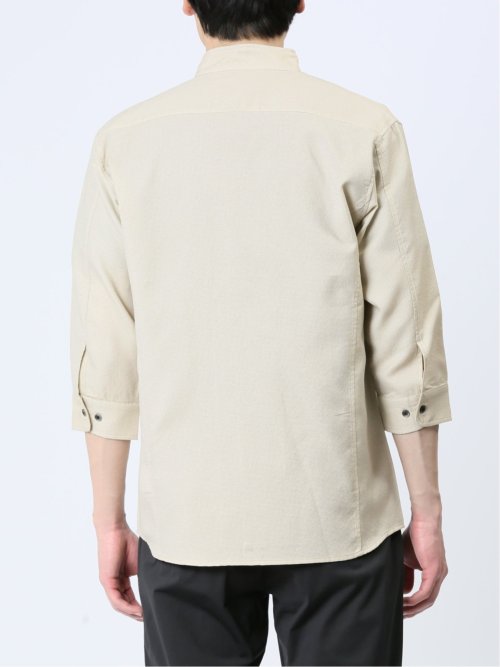 TechLinen スタンドカラー 7分袖シャツ