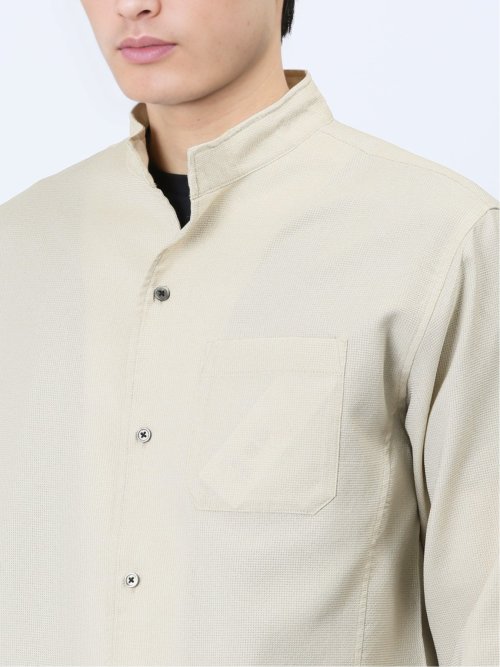 TechLinen スタンドカラー 7分袖シャツ