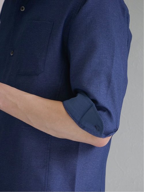 TechLinen スタンドカラー 7分袖シャツ