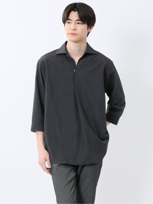 TechLinen プルオーバー 7分袖シャツ