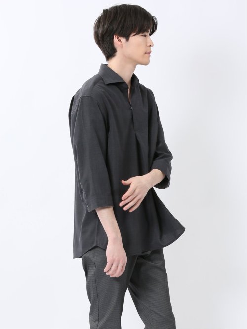 TechLinen プルオーバー 7分袖シャツ