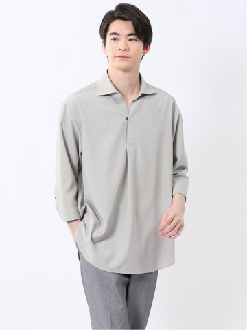 TechLinen プルオーバー 7分袖シャツ