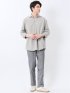 TechLinen プルオーバー 七分袖シャツ ベージュ メンズ