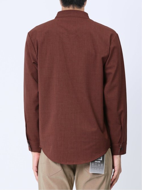 メランジポリトロ 変形スタンドカラー 長袖シャツ