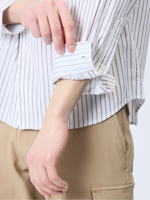 ストレッチドビーストライプ柄 ボタンダウン長袖シャツ