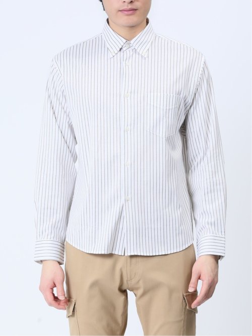 ストレッチドビーストライプ柄 ボタンダウン長袖シャツ