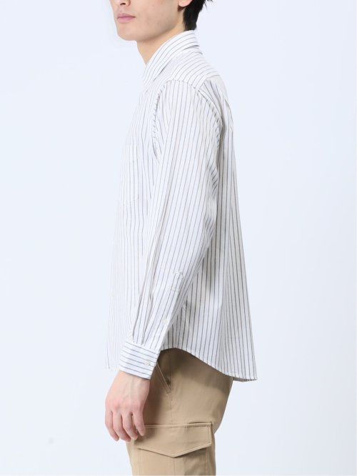 ストレッチドビーストライプ柄 ボタンダウン長袖シャツ