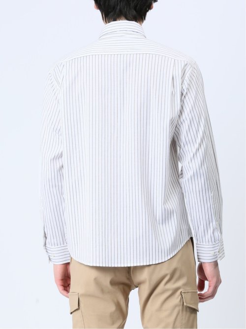 ストレッチドビーストライプ柄 ボタンダウン長袖シャツ