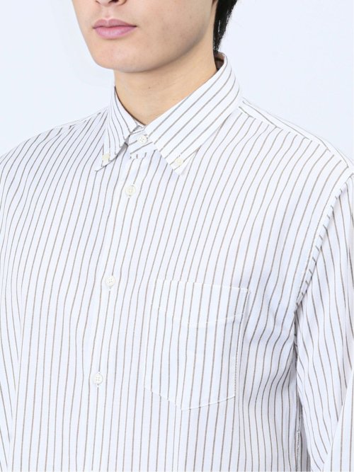 ストレッチドビーストライプ柄 ボタンダウン長袖シャツ