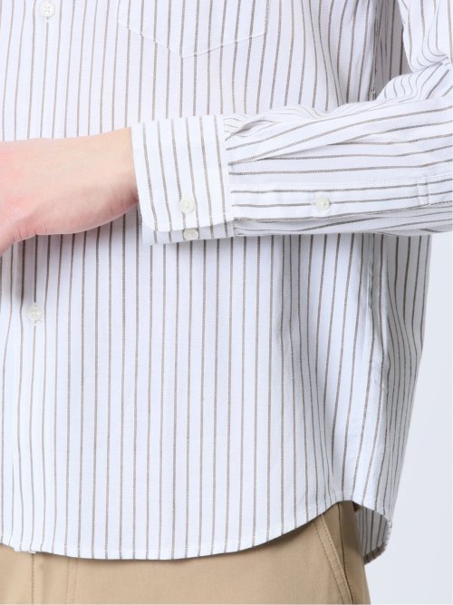 ストレッチドビーストライプ柄 ボタンダウン長袖シャツ