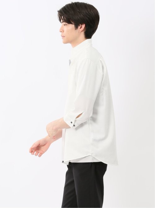 TechLinen スタンドカラー 7分袖シャツ