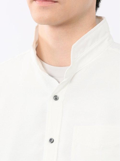 TechLinen スタンドカラー 7分袖シャツ