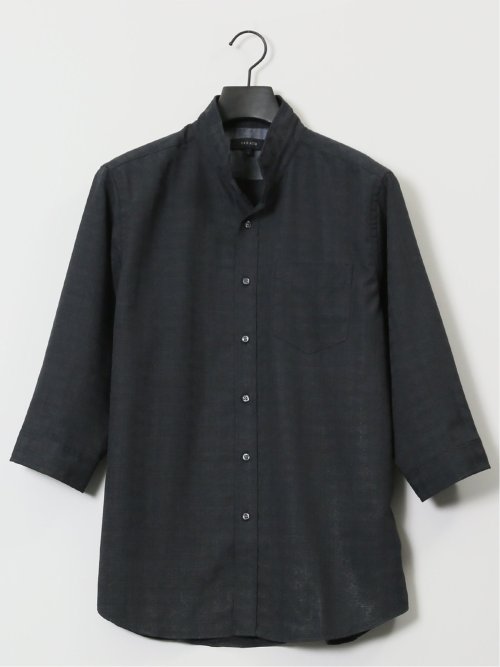 TechLinen スタンドカラー 7分袖シャツ