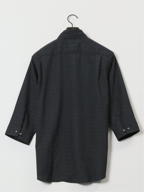 TechLinen スタンドカラー 7分袖シャツ