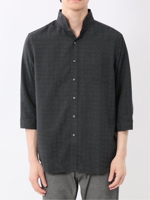 TechLinen スタンドカラー 7分袖シャツ