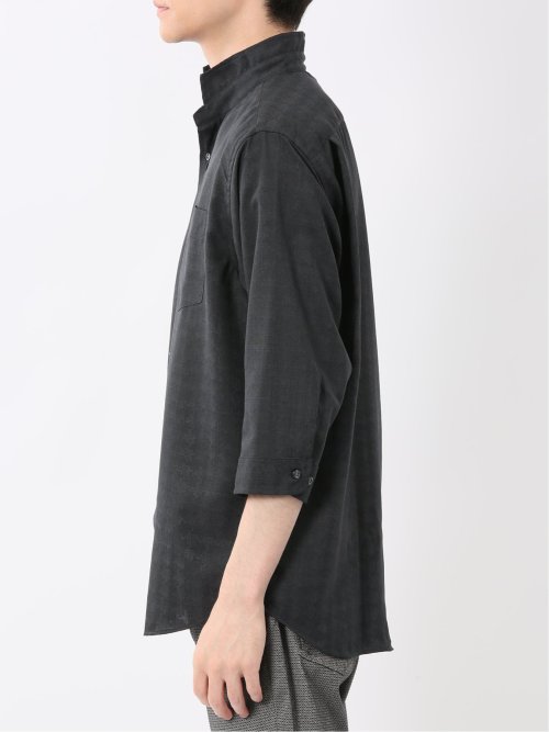 TechLinen スタンドカラー 7分袖シャツ