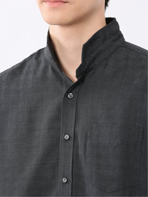 TechLinen スタンドカラー 7分袖シャツ