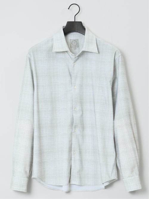 ModernRelax ストレッチチェック柄 ワイドカラー長袖シャツ