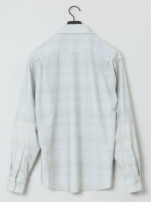 ModernRelax ストレッチチェック柄 ワイドカラー長袖シャツ
