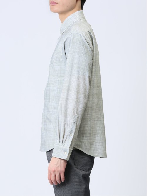 ModernRelax ストレッチチェック柄 ワイドカラー長袖シャツ