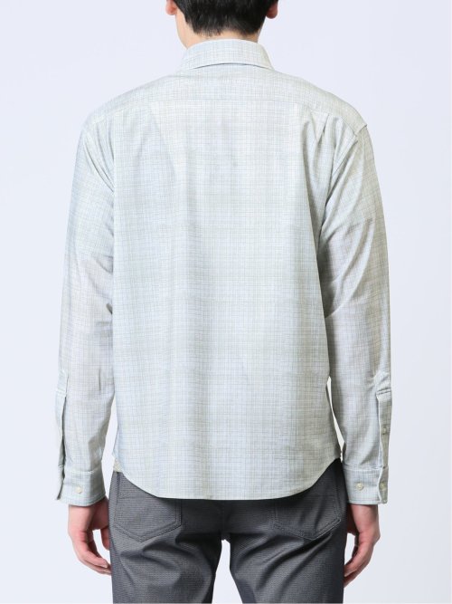 ModernRelax ストレッチチェック柄 ワイドカラー長袖シャツ