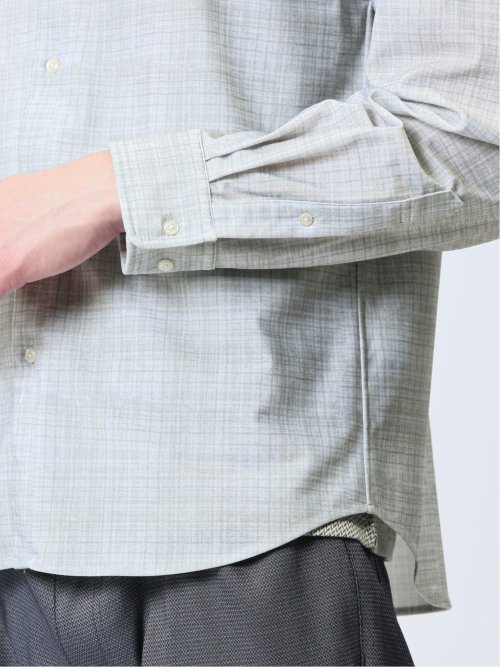 ModernRelax ストレッチチェック柄 ワイドカラー長袖シャツ