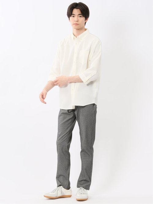 TechLinen ボタンダウン 7分袖シャツ
