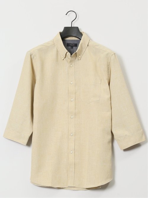 TechLinen ボタンダウン 7分袖シャツ