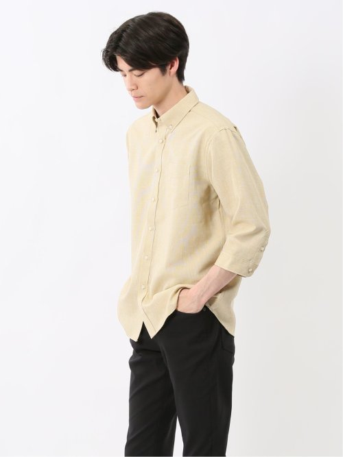 TechLinen ボタンダウン 7分袖シャツ
