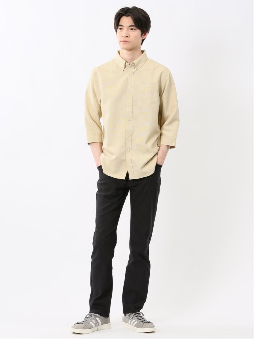 TechLinen ボタンダウン 7分袖シャツ