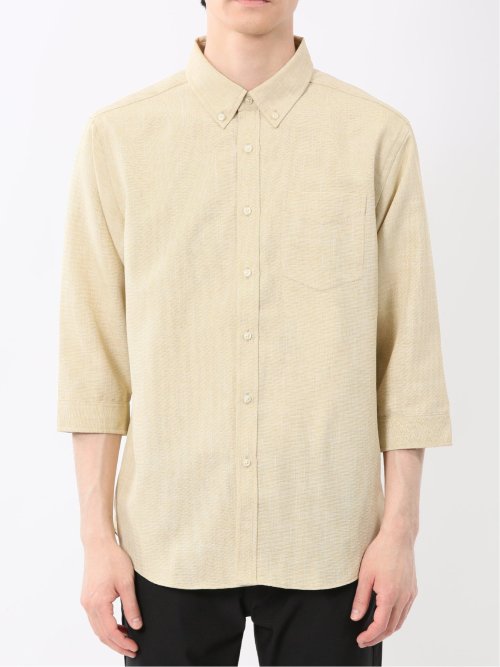 TechLinen ボタンダウン 7分袖シャツ