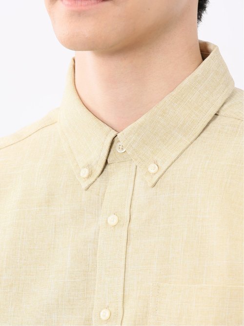 TechLinen ボタンダウン 7分袖シャツ