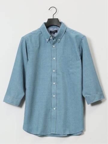TechLinen ボタンダウン 7分袖シャツ