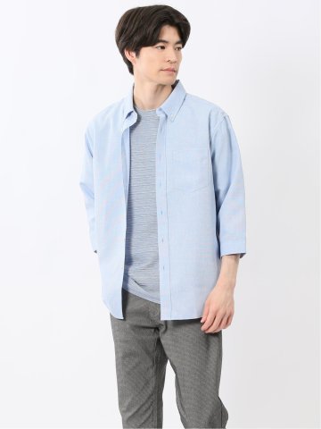 TechLinen ボタンダウン 7分袖シャツ