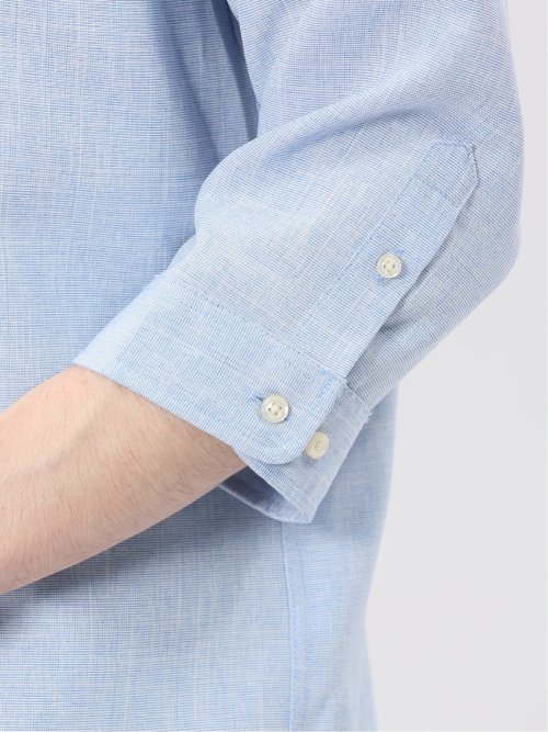 TechLinen ボタンダウン 7分袖シャツ