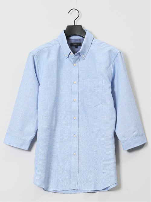 TechLinen ボタンダウン 7分袖シャツ