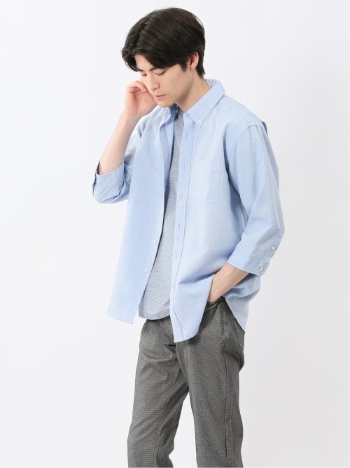 TechLinen ボタンダウン 7分袖シャツ