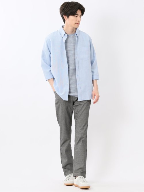 TechLinen ボタンダウン 7分袖シャツ