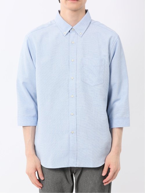 TechLinen ボタンダウン 7分袖シャツ