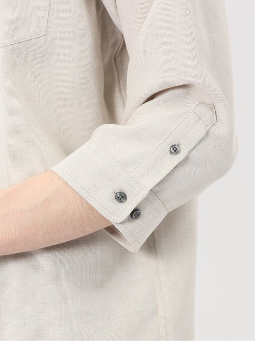 TechLinen バンドカラー 7分袖シャツ