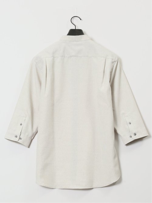 TechLinen バンドカラー 7分袖シャツ
