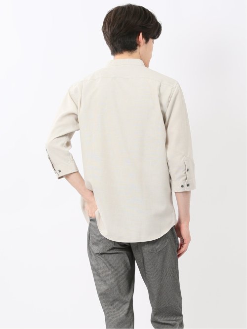 TechLinen バンドカラー 7分袖シャツ