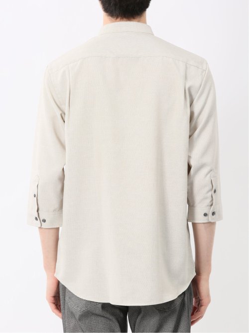 TechLinen バンドカラー 7分袖シャツ