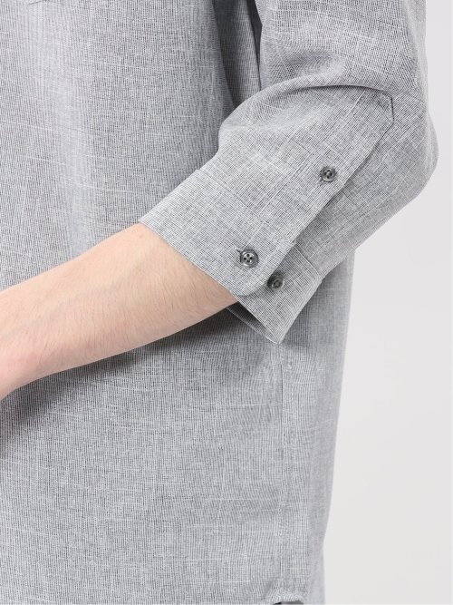 TechLinen バンドカラー 7分袖シャツ