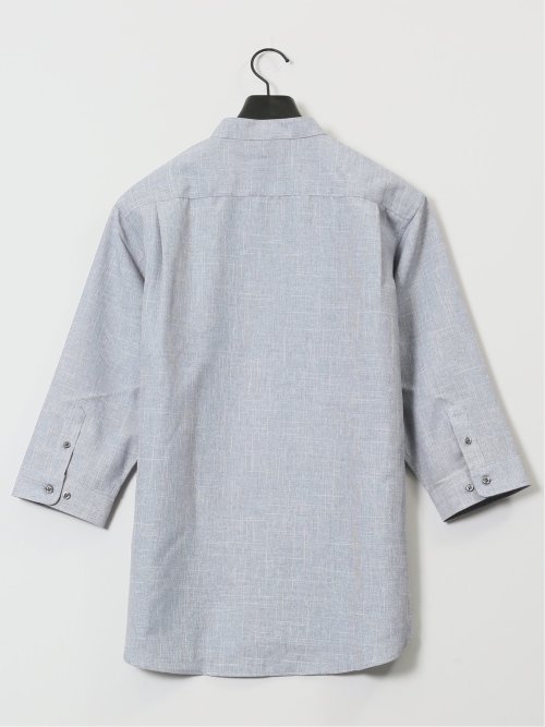 TechLinen バンドカラー 7分袖シャツ