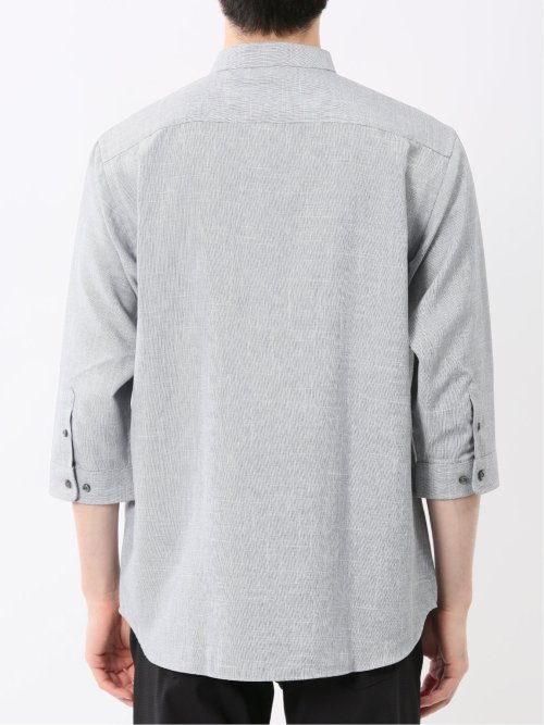 TechLinen バンドカラー 7分袖シャツ